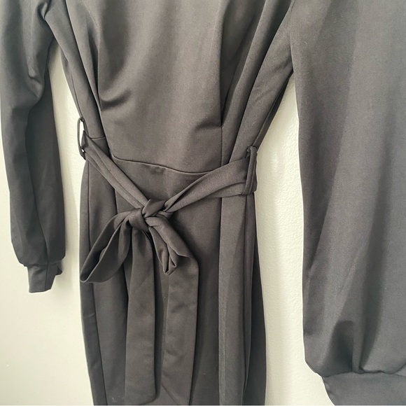 Grace Karin Black Long Sleeve V- Neck Dress Medium - Picture 3 of 9